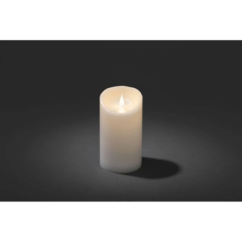 LED Echtwachskerze weiß mit 3D Flamme 18cm Timer Warmweiß batteriebetrieb