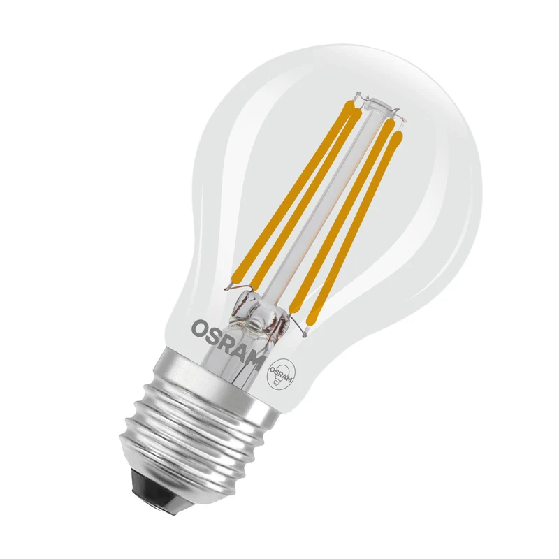 OSRAM LED CLASSIC A ENERGY EFFICIENCY A DIM in A-Form, LED-Lampe, Bleifreies Glas, Klar, 3,8 W, (ex 60 W), 806 lm, Kaltweiß, 4000 K, Dimmbar, Energieeffizienzklasse: A