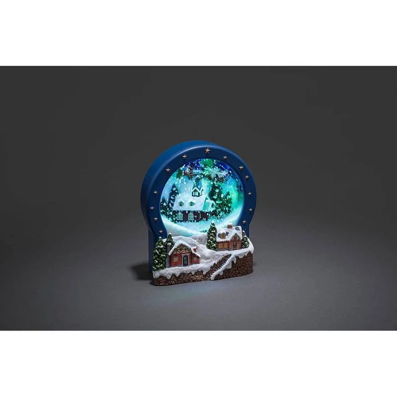 LED Dorf Glas mit Animation Weihnachtsliedern 9 bunte Dioden batteriebetrieben