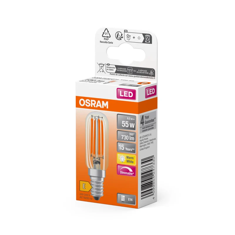 OSRAM LED Special Lampe Klar, 6.5W, 730lm, E14 , Warmweiß