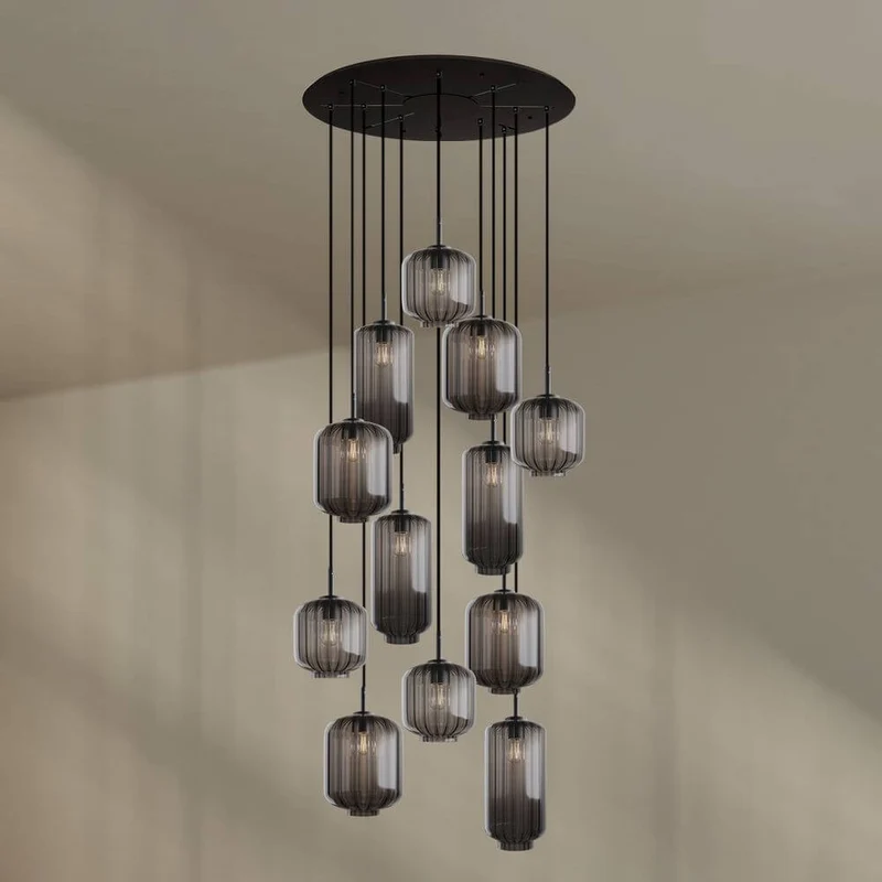 s.luce Velo Galerielampe 12-flammig Ø 80cm Baldachin Ø 18/20/25cm