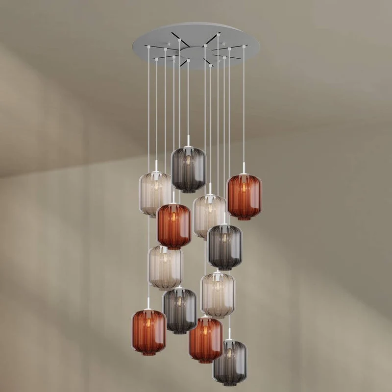 s.luce Velo Galerie-Hängeleuchte 12-flammig Ø 80cm Ø 25cm