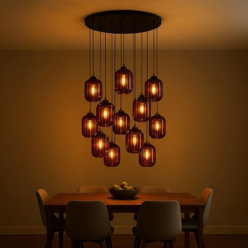 s.luce Velo Galerie-Hängeleuchte 12-flammig Ø 80cm Ø 25cm