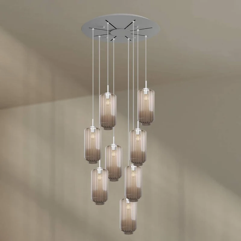 s.luce Velo 8-flammige Galerieleuchte Ø 80cm Baldachin Ø 18cm