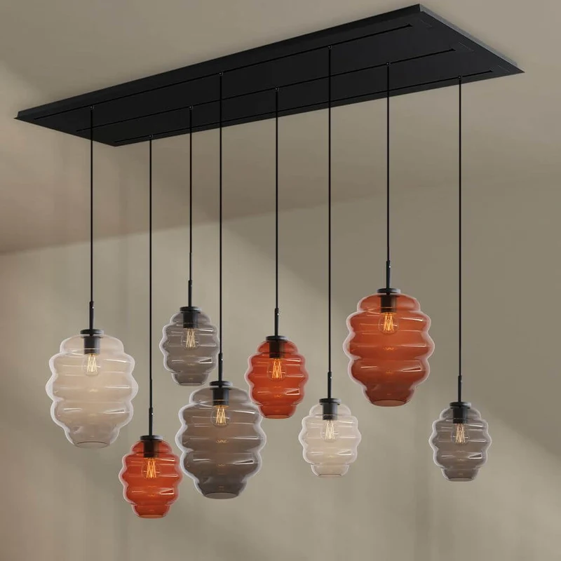 s.luce Echos Esstischlampe 8-flammig 200cm 3-reihig Ø 18/25cm