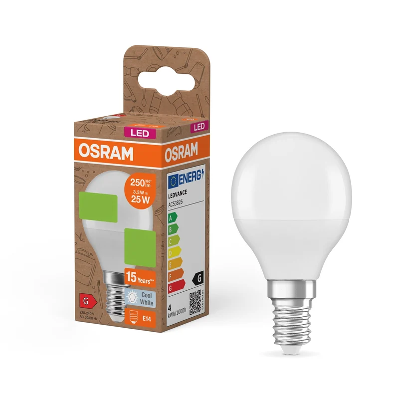OSRAM LED PCR LAMPS WITH CLASSIC P , LED-Lampe, Matt, 3,3 W, (ex 25 W), 250 lm, Kaltweiß, 4000 K, 15000 h, CRI ≥80