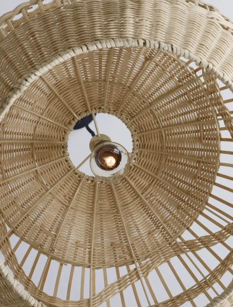 Marlo Pendelleuchte Kuppel Beige Rattan
