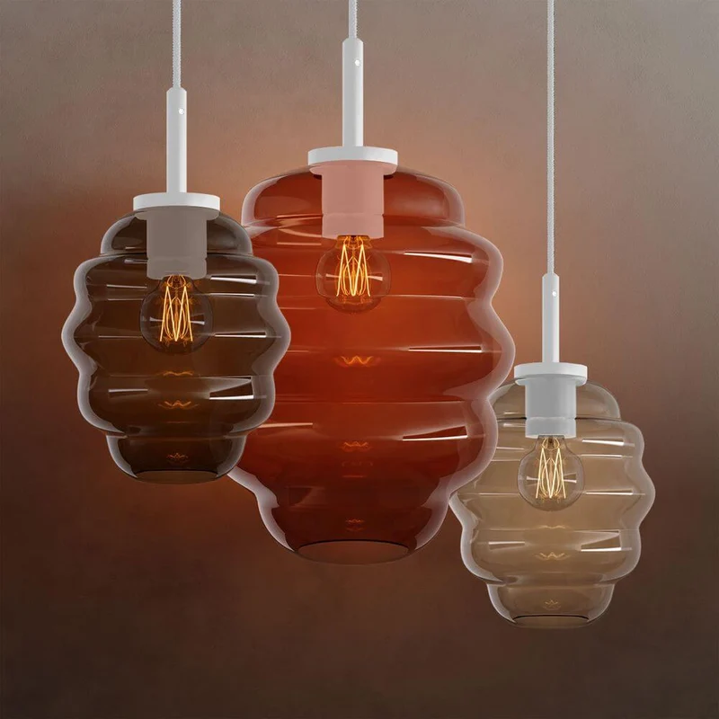 s.luce Echos Glas-Hängelampe Aufhängung 150cm Weiß