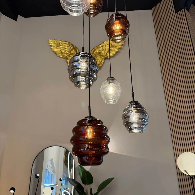 s.luce Echos Glas-Hängelampe Aufhängung 150cm Weiß