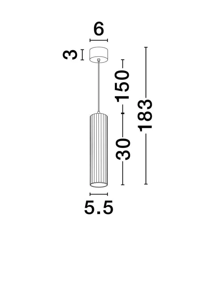 Mare Pendelleuchte Ø 5,5cm Geriffelt
