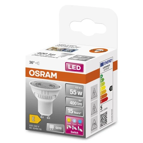 OSRAM LED SPOT PAR16 55 mit drei Lichtfarben, 4,2W, 400lm