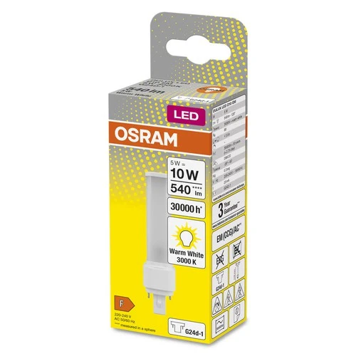 OSRAM DULUX LED-Lampe D10 EM, 5W, 540lm, 3000K , Warmweiß