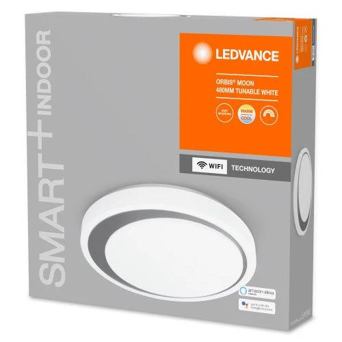 LEDVANCE Wifi SMART+ Orbis Moon LED Deckenleuchte Tunable Weiß 48cm 32W / 3000-6500K Grau