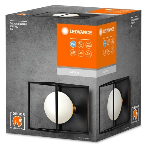 LEDVANCE DECOR Square Bad-Wandleuchte IP44, schwarz, G9