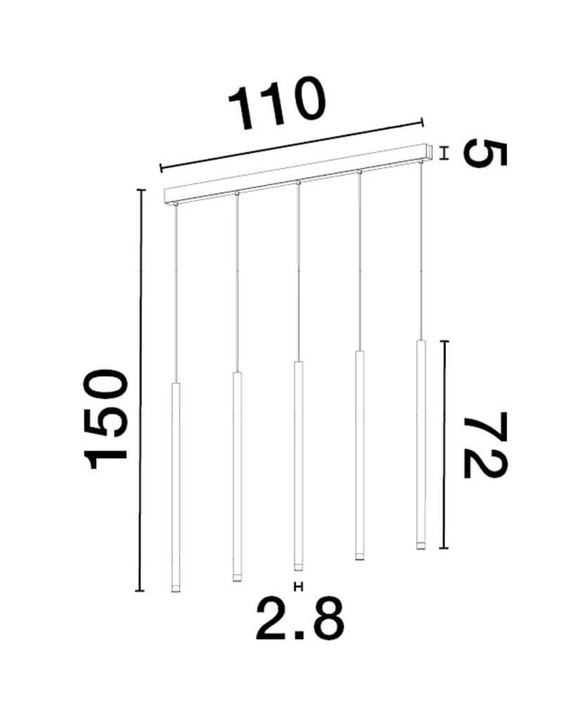 Dandia LED Pendelleuchte 5-flammig 3000K Schwarz