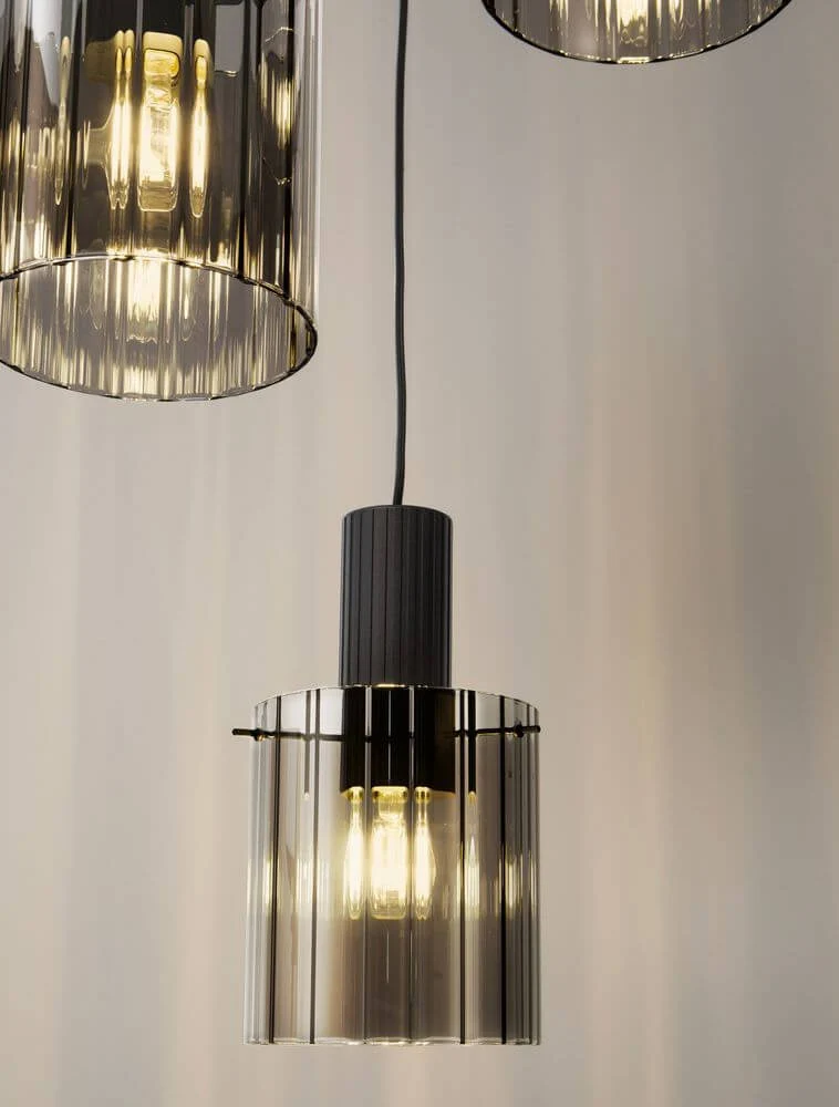 Mirbi Pendelleuchte 3-flammig Ø 45cm Schwarz, Rauch