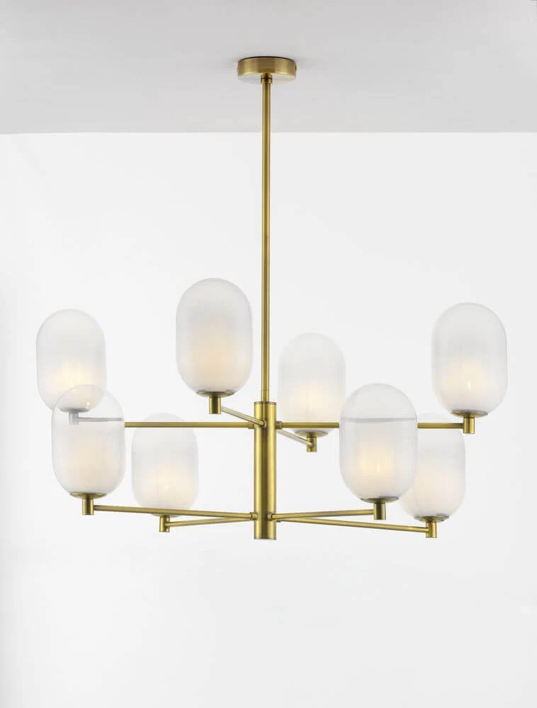 Balor Pendelleuchte 8-flammig Gold, Weiß