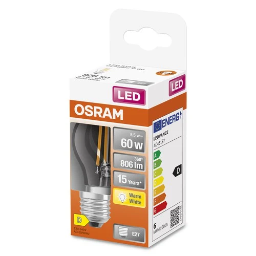OSRAM LED Retrofit Classic P LED Lampe (ex 60W) 6W / 2700K Warmweiß E27