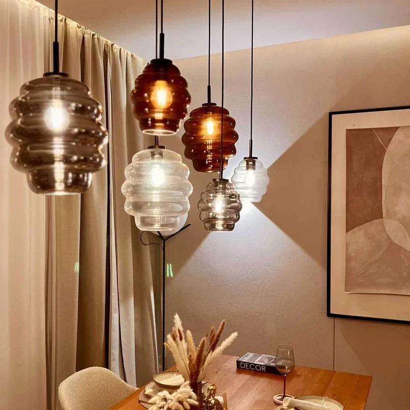 s.luce Echos Glas-Hängelampe Aufhängung 150cm Schwarz