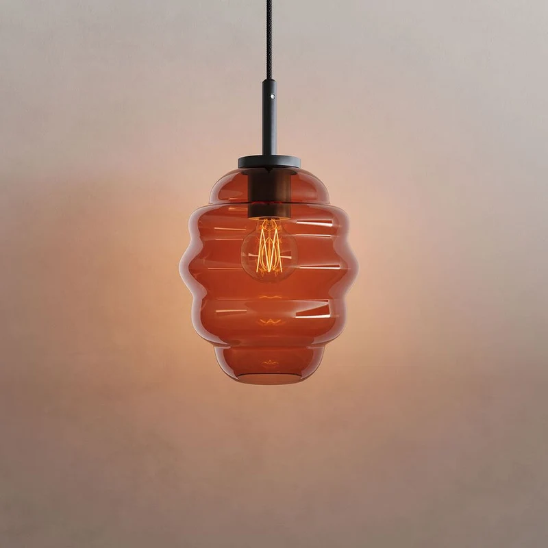 s.luce Echos Glas-Hängelampe Aufhängung 150cm Schwarz