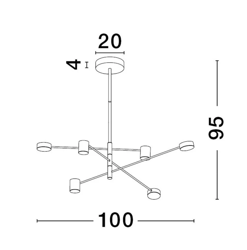 Nordik LED Pendelleuchte 6-flammig Ø 100cm 3000K Schwarz