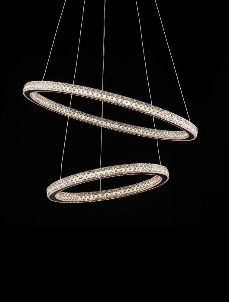 Ginevra LED Pendelleuchte 2-flammig Ø 60,5cm 3000K Schwarz