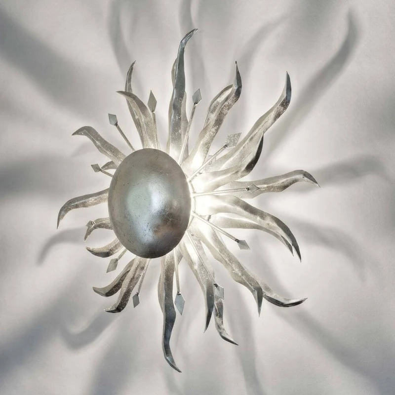 Wandleuchte Sonne Piccola Eisen Silber