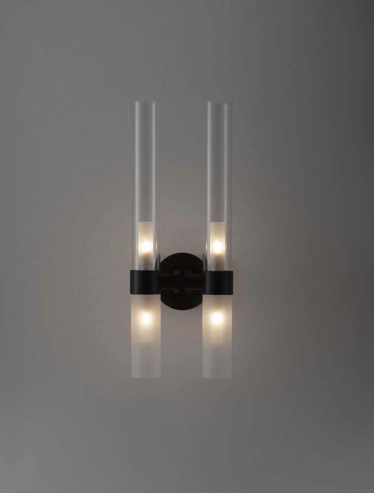 Century Wandleuchte 4-flammig Schwarz, Transparent