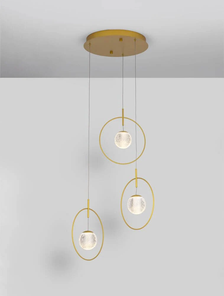 Atos LED Pendelleuchte Ø 40cm 3-flammig Gold 3000K