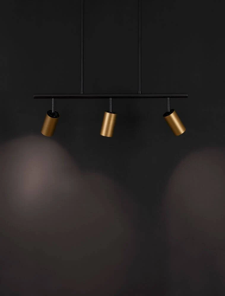 Pogno Pendelleuchte 3-flammig Schwarz, Gold