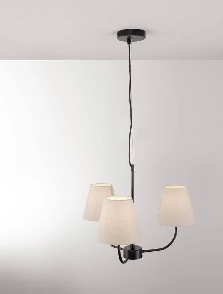 Moist Pendelleuchte 3-flammig Ø 52cm Schwarz, Beige