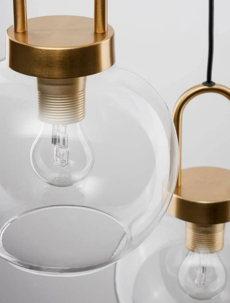 Irvine Pendelleuchte 3-flammig Ø 30cm Gold, Transparent