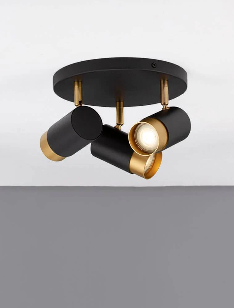 Pogno Deckenleuchte 3-flammig Ø 22cm Schwarz, Gold