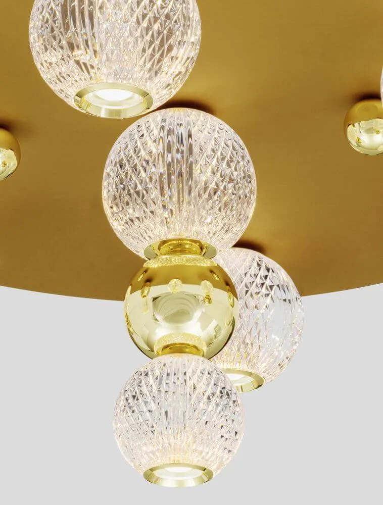 Brille LED Deckenleuchte 7-flammig Ø 66cm 3200K Gold