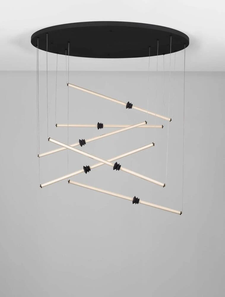 Stalactite LED Pendelleuchte 6-flammig Ø 150cm 3000K Schwarz