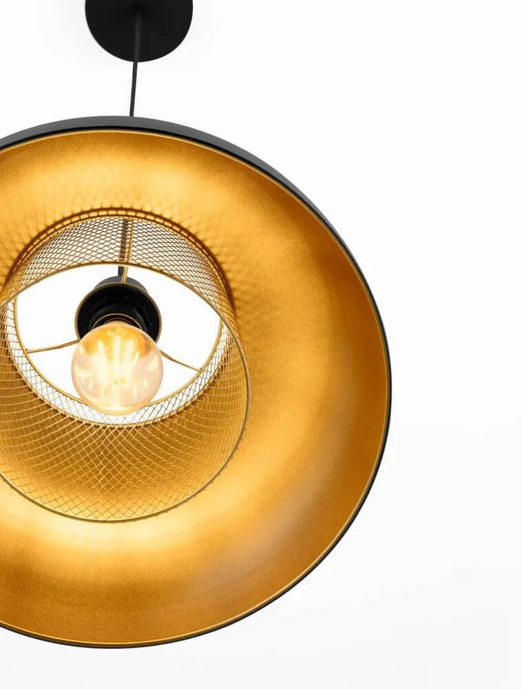 Sqube Pendelleuchte Schwarz, Gold