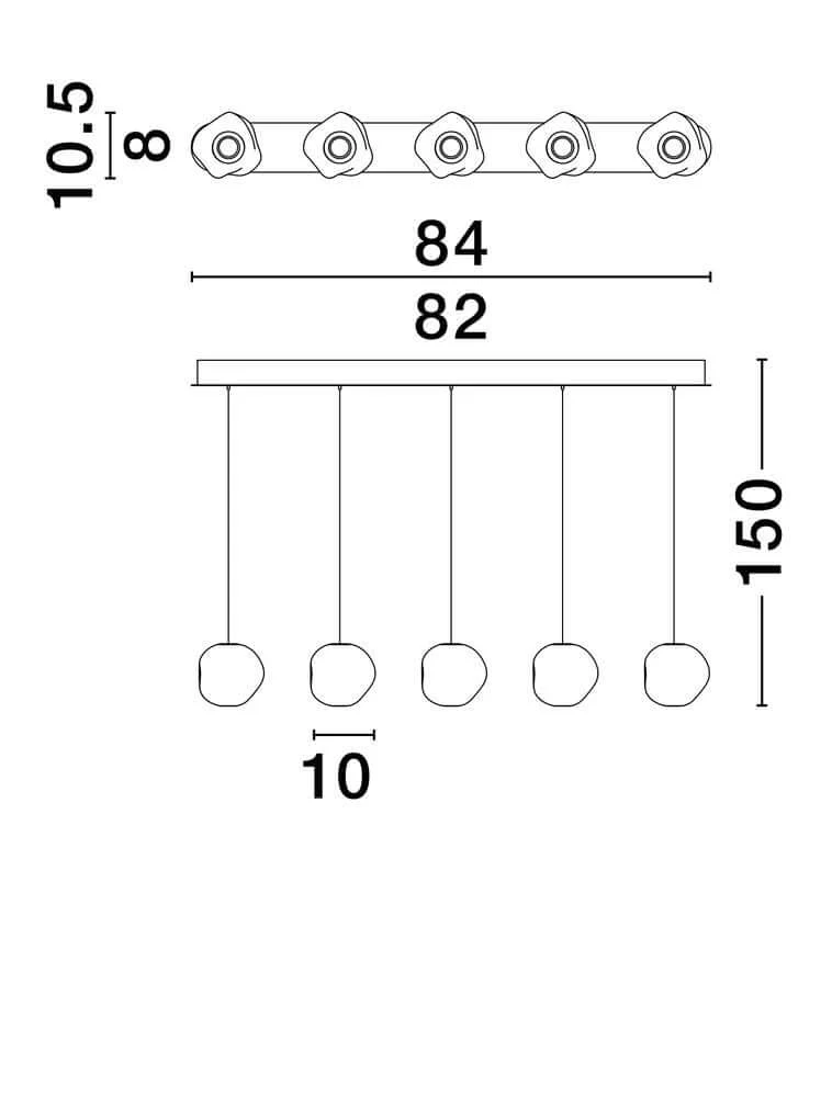 Ifos LED Pendelleuchte Balken 62cm 5-flammig 3000K Schwarz
