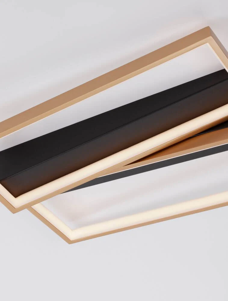 Elize LED Deckenleuchte Rechteckig 2-flammig 3000K Schwarz, Gold