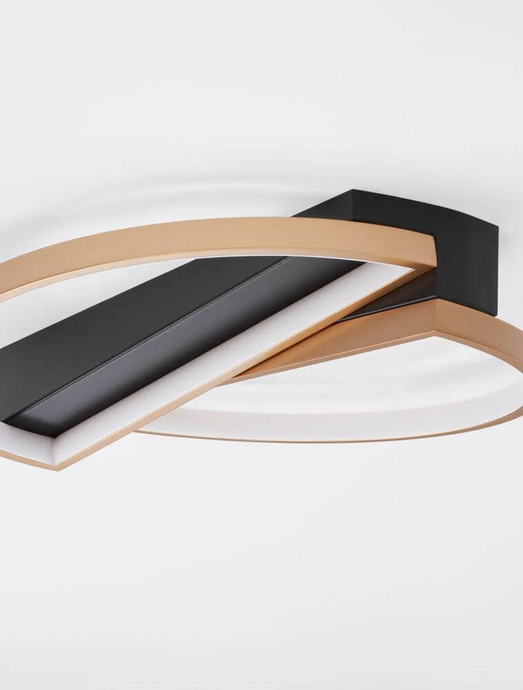 Elize LED Deckenleuchte Halbrund 2-flammig 3000K Schwarz, Gold