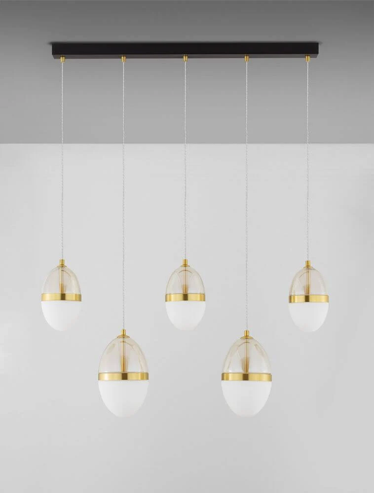 Egna Pendelleuchte 5-flammig Balken 3000K Gold