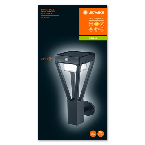 LEDVANCE ENDURA STYLE SOLAR BOUQUET LED Wandleuchte mit Sensor 6W / 3000K Warmweiß schwarz