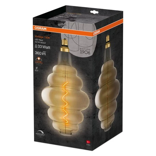 OSRAM Vintage 1906 LED-Lampe, Gold-Tönung, 4,8W, 360lm , Warmweiß , E27