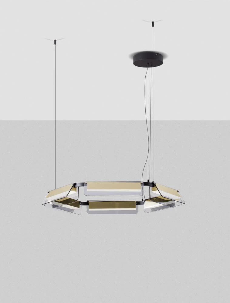 Apnea LED Pendelleuchte Hexagon Schwarz, Gold