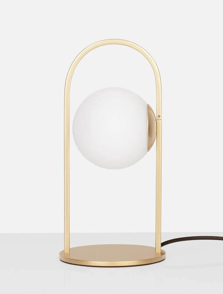 Hook LED Tischleuchte 3000K Gold-Gebürstet, Weiß