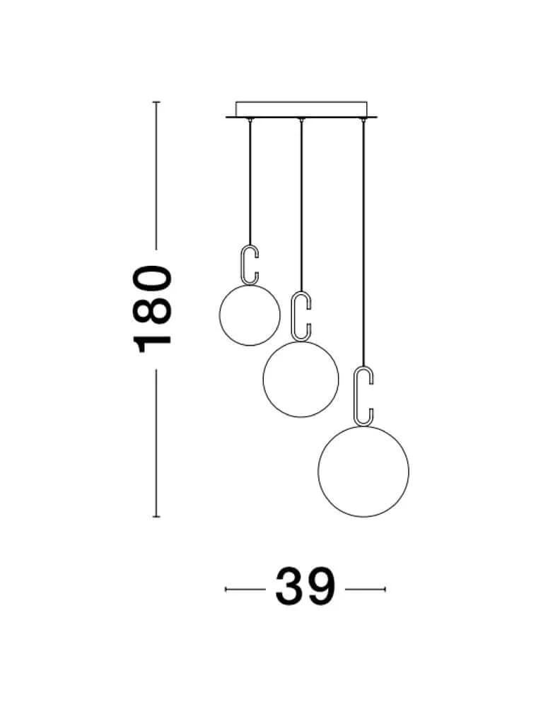 Hook LED Pendelleuchte 3-flammig Ø 39cm 3000K Gold-Gebürstet, Weiß