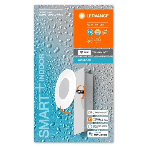 LEDVANCE Wifi SMART+ ORBIS WAVE Bad LED Wandleuchte 20cm Tunable Weiß 8W / 3000-6500K