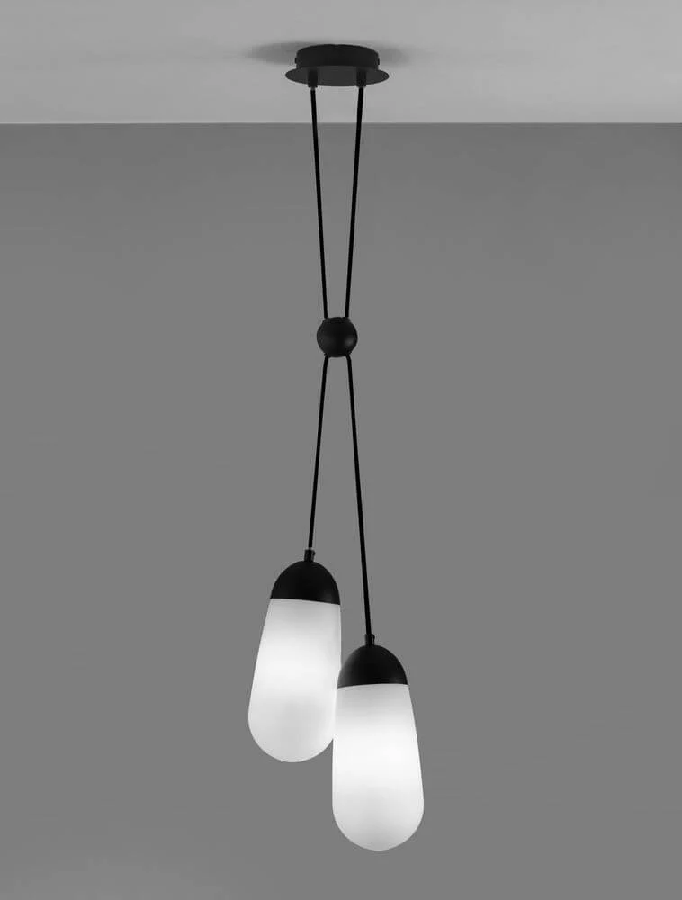 Blaky Pendelleuchte 2-flammig Ø 25,2cm Schwarz, Weiß