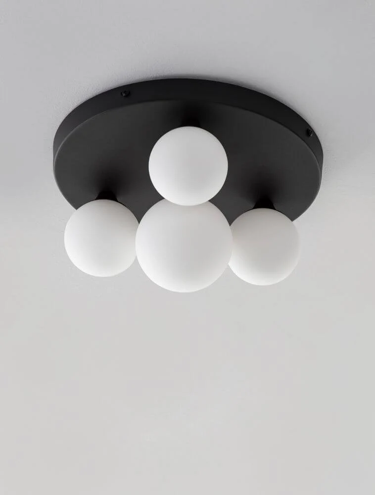 Edem Deckenleuchte 4-flammig Ø 28cm Schwarz, Weiß