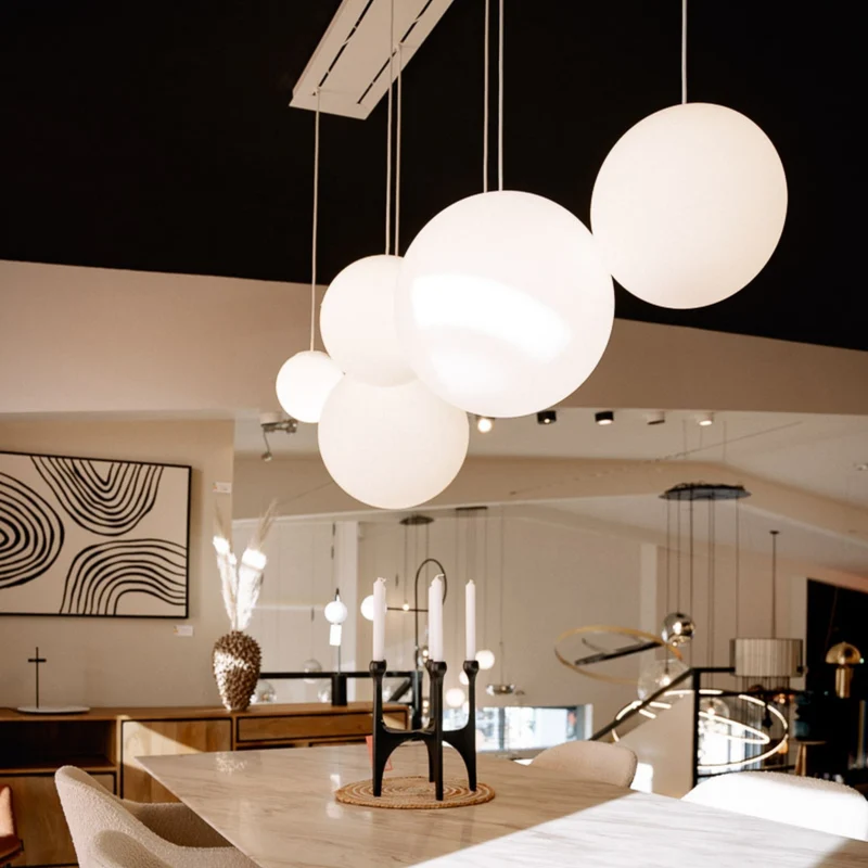 s.luce Orb Esstischleuchte 8-flammig 160cm 2-reihig