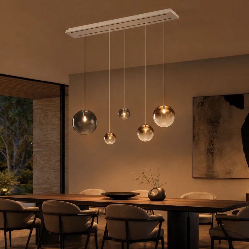 s.luce Orb 5-flammige Esstischlampe 2-reihig 160cm